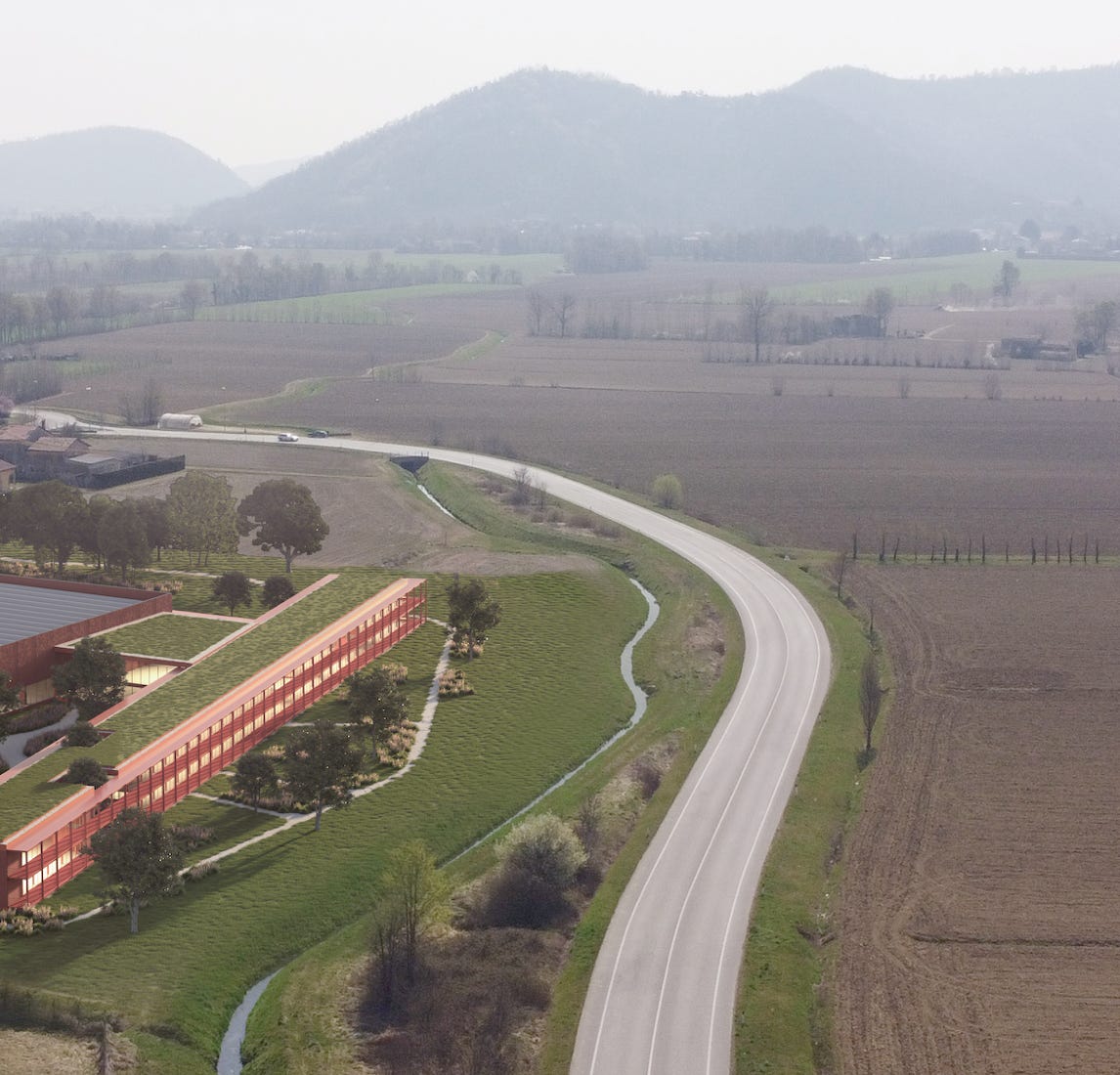 Vista aerea della nuova sede di Gibus progettata da MD41